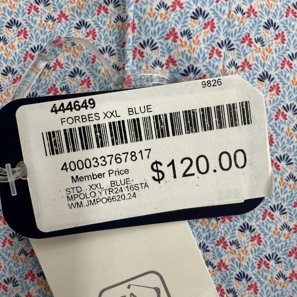 Johnnie-O Men's Polo Shirt, Sporty Activewear, UPF 50 Protection, Blue, XXL, NEW - Picture 7 of 13